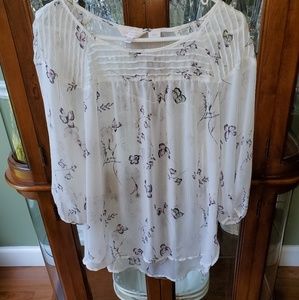 Shear Butterfly And Flower Blouse